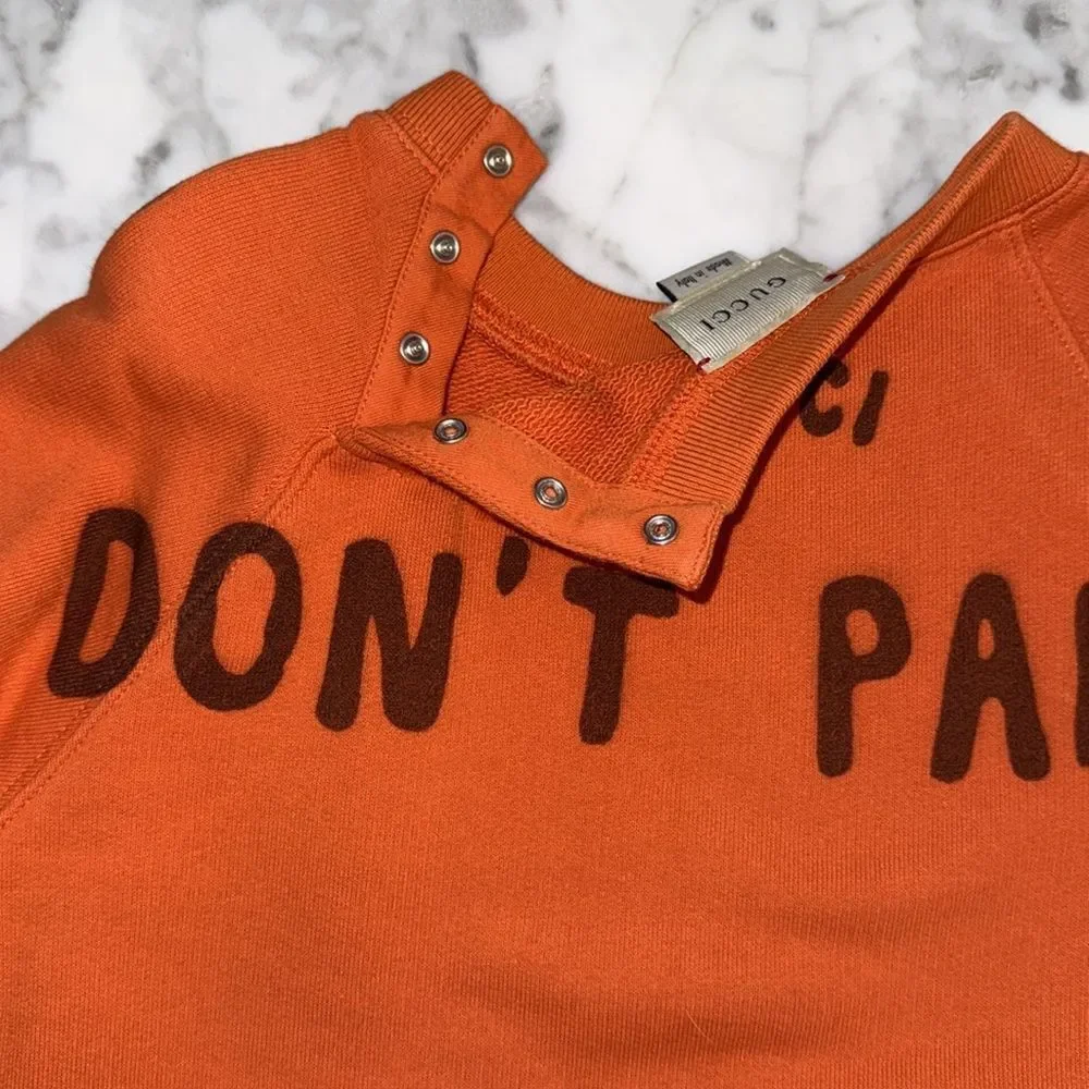 Gucci Kids Orange Tiger “GUCCI DON’T PANIC” Sweatshirt 24M